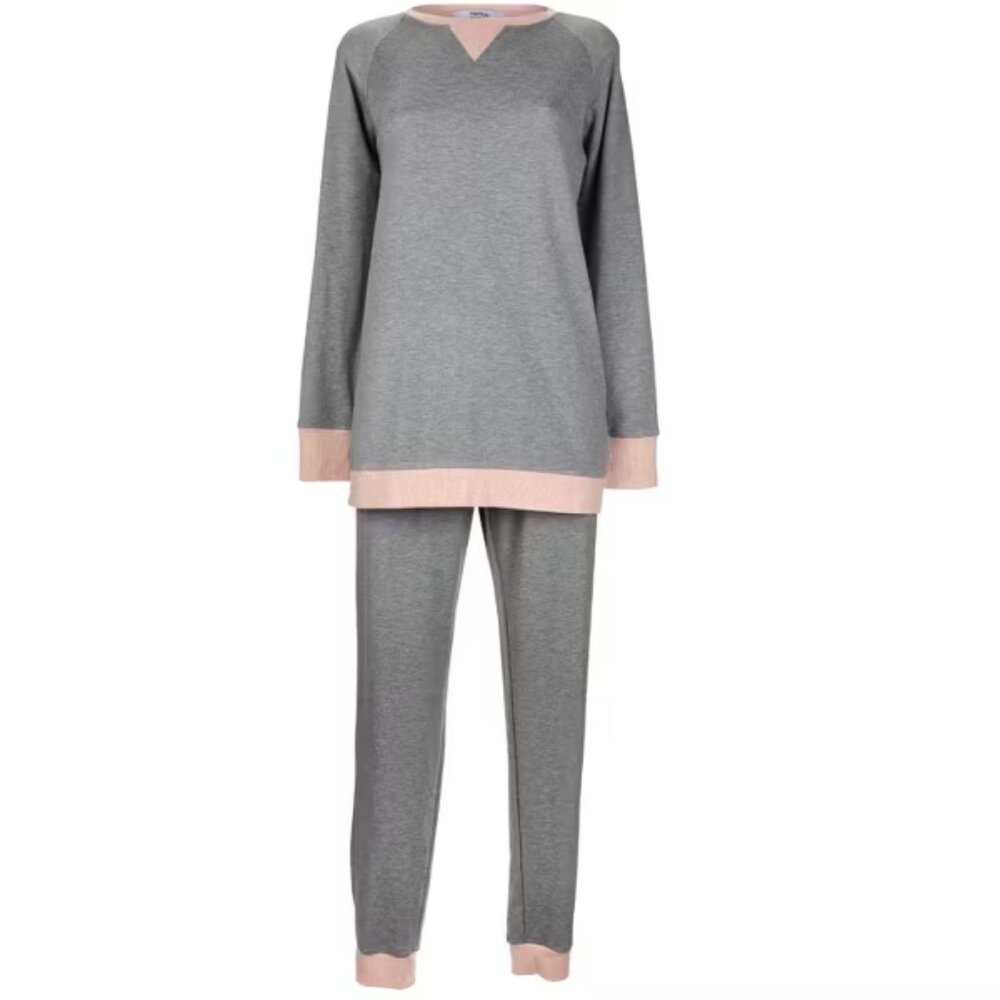 Memoi Women's All Day Lounge Lightweight Raglan Pullover - Pants Gray Heather XL